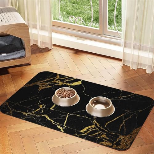 GSGCSBYMLG 3D-Tischset, stilvoll, goldfarbene Marmorierung, bedruckt, saugfähig, Leder von GSGCSBYMLG