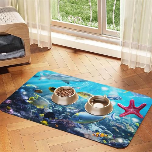 GSGCSBYMLG Bunte 3D-Naturlandschaft des Meeres unter Wasser tropischer Fische, bedruckte Haustier-Tischdeckchen, saugfähige Leder-Tischdecke GSGCSBYMLG Bunte 3D-Naturlandschaft des Meeres unter Wasser tropischer Fische, bedruckte Haustier-Tischdeckchen, saugfähige Leder-Tischdecke von GSGCSBYMLG