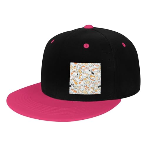 GSGCSBYMLG Corgi Dog Printed Contrast Hip Hop Baseball Cap Trucker Hat von GSGCSBYMLG