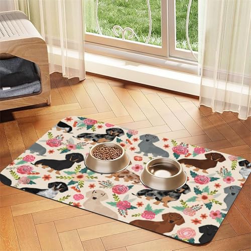 GSGCSBYMLG Dackel Floral bedruckte Haustier-Tischdecke aus saugfähigem Leder GSGCSBYMLG Dackel Floral bedruckte Haustier-Tischdecke aus saugfähigem Leder von GSGCSBYMLG
