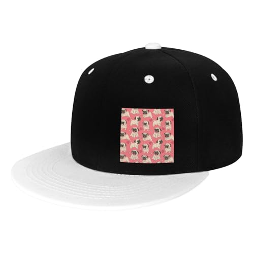 GSGCSBYMLG Hip-Hop-Baseballkappe mit lustigem Cartoon-Motiv und Mops-Motiv, kontrastierend, Trucker-Mütze GSGCSBYMLG Hip-Hop-Baseballkappe mit lustigem Cartoon-Motiv und Mops-Motiv, kontrastierend, Trucker-Mütze von GSGCSBYMLG