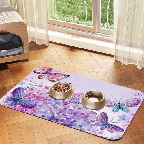 GSGCSBYMLG Schöne lila Schmetterling Kunst gedruckt Haustier saugfähige Leder-Tischdeckchen GSGCSBYMLG Schöne lila Schmetterling Kunst gedruckt Haustier saugfähige Leder-Tischdeckchen von GSGCSBYMLG