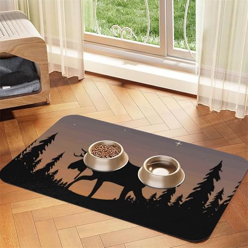 GSGCSBYMLG Tischdecke, Motiv: Elch, Berg, Kiefer, Wildnis, bedruckt, saugfähig, Leder von GSGCSBYMLG