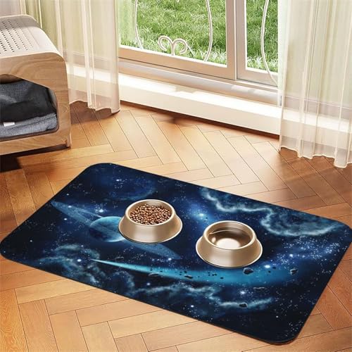 GSGCSBYMLG saugfähige Leder-Tischdecke mit Mond- und Sternen und Planeten von GSGCSBYMLG