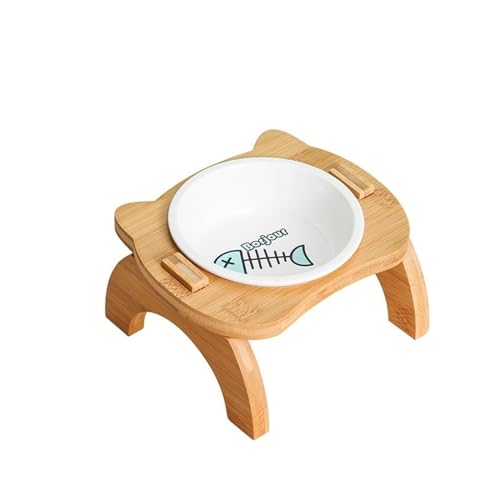 Hoher Katzenschüssel Erhöhte Katzennäpfe, erhöhte Futternäpfe aus Bambus for Katzen und kleine Hunde, auslaufsicherer Wassernapf for Tierfutter, perfekt for Welpen und Katzen für Futter und Wasser (C von GSJNHY