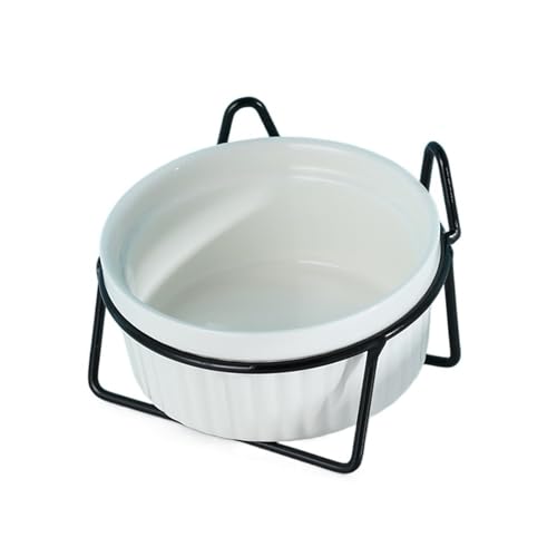 Hoher Katzenschüssel Erhöhter Katzennapf, Doppelnäpfe mit Metallständer, erhöhtes Futter- und Wassernäpfe-Set for Katzen, Kätzchen, Hunde für Futter und Wasser (Color : Blcak-White-1) von GSJNHY