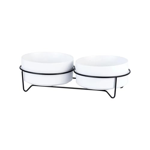 Hoher Katzenschüssel Futter- und Wassernäpfe for Hunde mit Ständer, Keramik, Fress- und Trinknäpfe for Haustiere, große Kapazität, erhöhte Futtermittel für Futter und Wasser (Color : 2 White and Stan Hoher Katzenschüssel Futter- und Wassernäpfe for Hunde mit Ständer, Keramik, Fress- und Trinknäpfe for Haustiere, große Kapazität, erhöhte Futtermittel für Futter und Wasser (Color : 2 White and Stan von GSJNHY