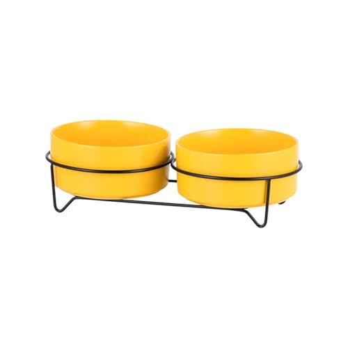 Hoher Katzenschüssel Futter- und Wassernäpfe for Hunde mit Ständer, Keramik, Fress- und Trinknäpfe for Haustiere, große Kapazität, erhöhte Futtermittel für Futter und Wasser (Color : 2 Yellow and sta Hoher Katzenschüssel Futter- und Wassernäpfe for Hunde mit Ständer, Keramik, Fress- und Trinknäpfe for Haustiere, große Kapazität, erhöhte Futtermittel für Futter und Wasser (Color : 2 Yellow and sta von GSJNHY
