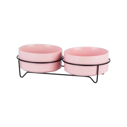 Hoher Katzenschüssel Futter- und Wassernäpfe for Hunde mit Ständer, Keramik, Fress- und Trinknäpfe for Haustiere, große Kapazität, erhöhte Futtermittel für Futter und Wasser (Color : 2 pink and Stand Hoher Katzenschüssel Futter- und Wassernäpfe for Hunde mit Ständer, Keramik, Fress- und Trinknäpfe for Haustiere, große Kapazität, erhöhte Futtermittel für Futter und Wasser (Color : 2 pink and Stand von GSJNHY