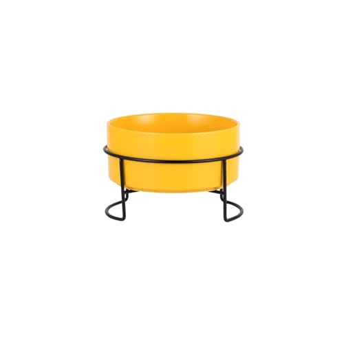 Hoher Katzenschüssel Futter- und Wassernäpfe for Hunde mit Ständer, Keramik, Fress- und Trinknäpfe for Haustiere, große Kapazität, erhöhte Futtermittel für Futter und Wasser (Color : Yellow with Stan Hoher Katzenschüssel Futter- und Wassernäpfe for Hunde mit Ständer, Keramik, Fress- und Trinknäpfe for Haustiere, große Kapazität, erhöhte Futtermittel für Futter und Wasser (Color : Yellow with Stan von GSJNHY