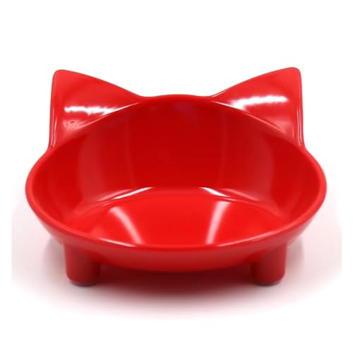 Hoher Katzenschüssel Haustiernapf, rutschfest, katzenförmig, Farbe, Katzennapf, Heimtierbedarf für Futter und Wasser (Color : Big Red) von GSJNHY