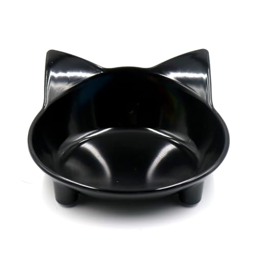 Hoher Katzenschüssel Haustiernapf, rutschfest, katzenförmig, Farbe, Katzennapf, Heimtierbedarf für Futter und Wasser (Color : Black) von GSJNHY