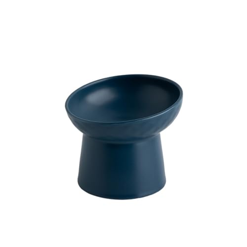Hoher Katzenschüssel Katzenfutter-Wassernapf, Haustier-Tier-Keramik-Essnäpfe, hohe Fußerhöhung, Welpen- und Katzennäpfe, erhöhte Hundenäpfe für Futter und Wasser (Color : Blue) von GSJNHY