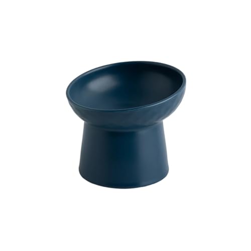 Hoher Katzenschüssel Katzenfutter Wassernapf Haustier Tier Fressnäpfe Hoher Fuß Bonbonfarben Welpe Kätzchen Matte Schüsseln Hundezubehör für Futter und Wasser (Color : Dark Blue, Size : 13.3cm) von GSJNHY