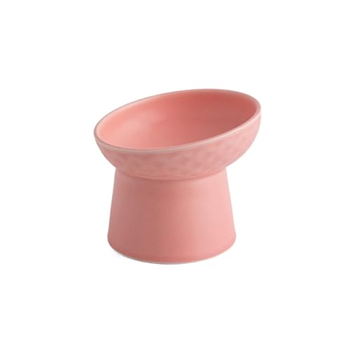 Hoher Katzenschüssel Katzenfutter Wassernapf Haustier Tier Fressnäpfe Hoher Fuß Bonbonfarben Welpe Kätzchen Matte Schüsseln Hundezubehör für Futter und Wasser (Color : Pink, Size : 13.3cm) von GSJNHY