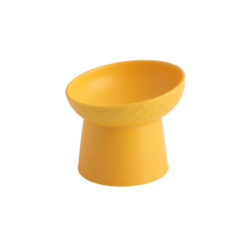 Hoher Katzenschüssel Katzenfutter Wassernapf Haustier Tier Fressnäpfe Hoher Fuß Bonbonfarben Welpe Kätzchen Matte Schüsseln Hundezubehör für Futter und Wasser (Color : Yellow, Size : 13.3cm) von GSJNHY