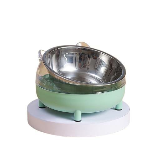 Hoher Katzenschüssel Katzenfutternapf Nackenschutz Edelstahl Hundefutternapf Kleine Katzenwassernäpfe Heimtierbedarf für Futter und Wasser (Color : Green) von GSJNHY