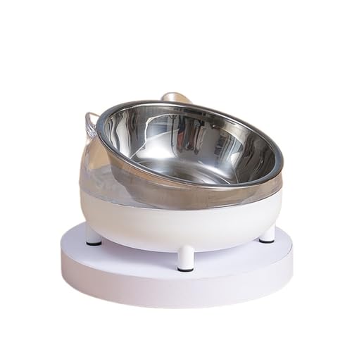 Hoher Katzenschüssel Katzenfutternapf Nackenschutz Edelstahl Hundefutternapf Kleine Katzenwassernäpfe Heimtierbedarf für Futter und Wasser (Color : White) von GSJNHY