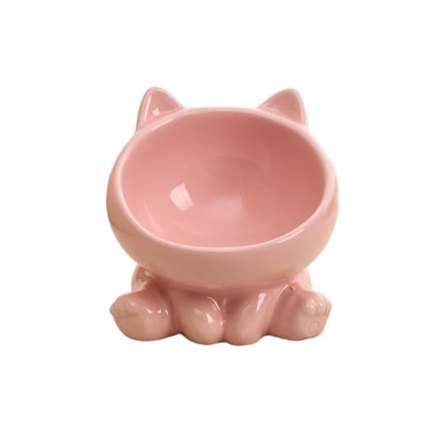 Hoher Katzenschüssel Katzennapf Haustierzubehör Schutz Halswirbelsäule Hundenapf Trinkwassernapf für Futter und Wasser (Color : Pink) von GSJNHY