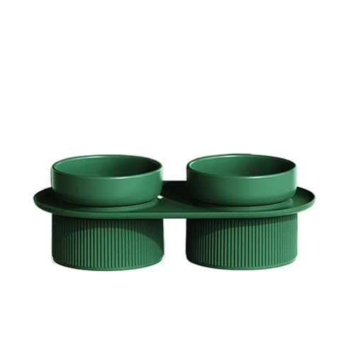 Hoher Katzenschüssel Katzennapf for Hunde, doppelte Futter- und Wasserspender mit Ständer, erhöhte Trink- und Futternäpfe for Haustiere, Futterzubehör for Katzen für Futter und Wasser (Color : Green von GSJNHY