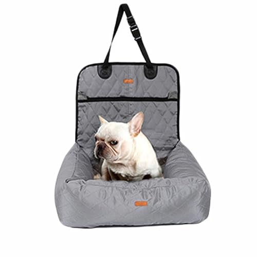 Hunde Autositz Hunde-Autositzbett, Reise-Hundeautositze for kleine und mittelgroße Hunde, Vorder-/Rücksitz, Innen-/Autogebrauch, Haustier-Autotransportbett, Autozubehör(A-Grey) von GSJNHY