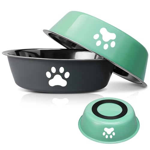 2 Stück Hundenäpfe Edelstahl Hunde Futternäpfe mit rutschfester Silikonsohle Hundefutter Wassernapf Haustier Schüssel Geschirr für Hund Katze Haustier 2 Stück Hundenäpfe Edelstahl Hunde Futternäpfe mit rutschfester Silikonsohle Hundefutter Wassernapf Haustier Schüssel Geschirr für Hund Katze Haustier von GSrenyu