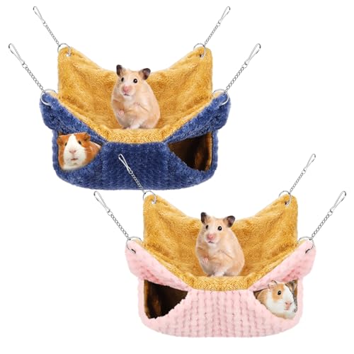 GSrenyu Doppelschichtige Hängematte für kleine Tiere, Haustierkäfig-Hängematte, weiche, flauschige Ratten-Hängematte, Spielzeug, warme Hängebetten für Meerschweinchen, Papageien, Frettchen, von GSrenyu