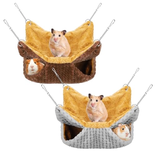 GSrenyu Doppelschichtige Haustier-Käfig-Hängematte, kleine Tier-Hängematte, weiche, flauschige Ratten-Hängematte, Spielzeug, warme Hängebetten für Meerschweinchen, Papageien, Frettchen, Eichhörnchen, von GSrenyu