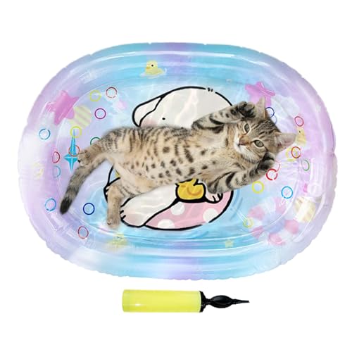 GTFYUDGH Katzenwasserbett, Katzenwasserbett Spiel Mat - Sensorische Katzenspielmatte - Faltbares Rechteckkühlung Interaktives Spielzeug, spieldickte Pad für Hunde, Kätzchen, Tier, Innen im Freien von GTFYUDGH