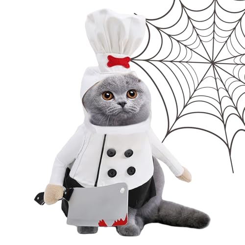 GTFYUDGH Kleines Hundekostüm - Hundekoch Kostüm Mit Kochhut Und ung - Verstellbares Outfit Mit Kochhut Lustiges Gruseliges Haustierung Fotoprop Für Cosplay von GTFYUDGH
