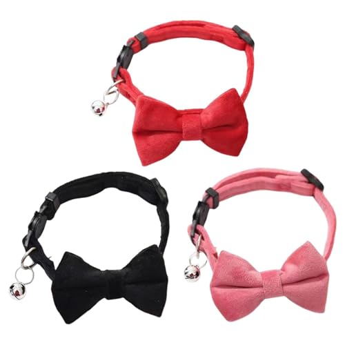 GTYHH 3 Stück Glöckchenhalsband, Samt-Haustierhalsband, Verstellbares Halsband, Haustier-Verkleidungszubehör von GTYHH