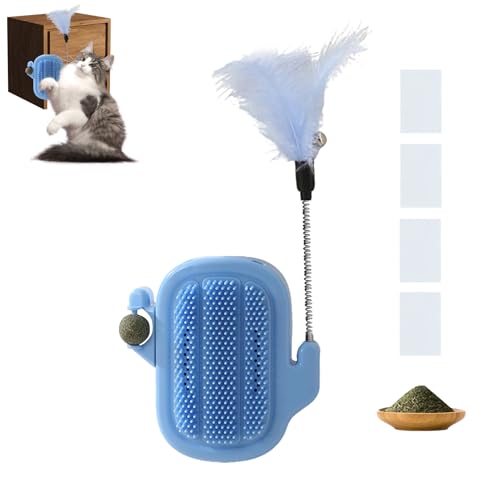 GUAHKUN 3-in-1 Katzenminze Ball Spielzeug Teaser Stick Groomer Bürste Kauspielzeug Für Innenkatzen Mit Sicherer PP-Material Farbstimulierung (C) von GUAHKUN
