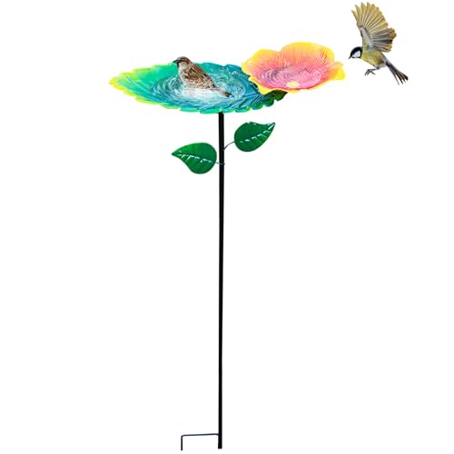 GUAHKUN Vogeltränke Stehend Winterfest Aus Edelstahl Mit 5-Zacken-Sockel Vogelbad Frostsichere Metalltränke Für Wildvögel Im Garten Und Outdoor-Bereiche (D) von GUAHKUN