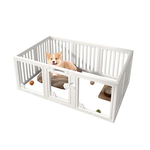 Hunde-Laufstall mit Tür, sicherer Indoor-Laufstall für Hunde, Welpen, Katzen, Kaninchen, Frettchen, einfache Einrichtung und Reinigung, Kunststoffgehege mit Ankern und Saugnäpfen für kleine Hunde-Laufstall mit Tür, sicherer Indoor-Laufstall für Hunde, Welpen, Katzen, Kaninchen, Frettchen, einfache Einrichtung und Reinigung, Kunststoffgehege mit Ankern und Saugnäpfen für kleine von GUAIZHUREN