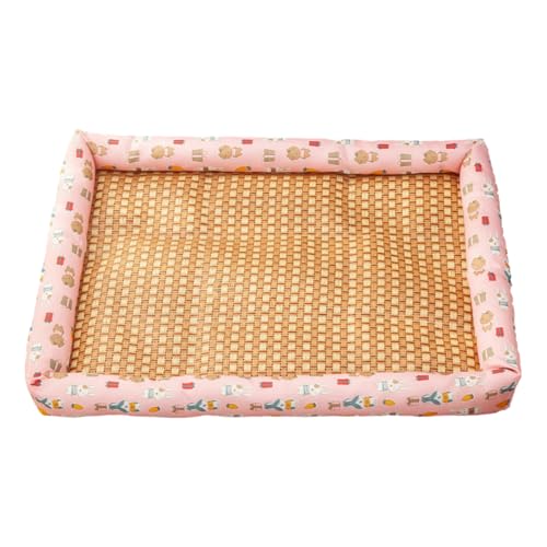 GUAKK Kühlende Sommermatte für Haustiere, maschinenwaschbar, Rattanunterlage für Hunde und Katzen, atmungsaktive Hundehüttenmatte mit rutschfester Unterseite, 5 Größen (S-XXL) für kleine bis große von GUAKK
