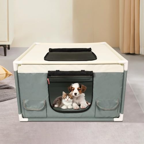 Große Hundebox Faltbare & Tragbare Reisebox für Hunde, Verstellbarer Stahlrahmen, Kaufest & Leicht, Einfach zu Falten für Camping, Kofferraum & Heimgebrauch von GUAKK