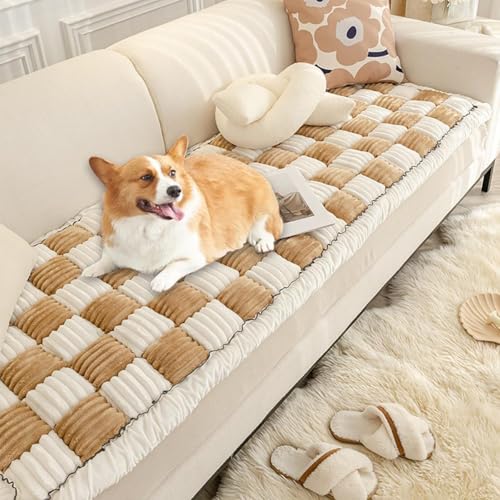 Hundebett-Matte, Sofabezug, universal, Flanell, weich, Eck-Couch-Bezug, vielseitige Stuhlpolster, waschbar, Möbelschutz für Hunde und Katzen, rutschfeste Haustiersofa-Schonbezüge (Khaki, 70,6 cm L x von GUAKK