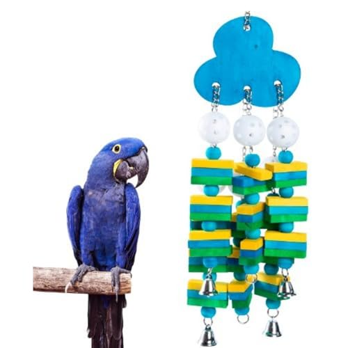 Kauspielzeug-Set für Vogelpapageien, Aas, Kakadus, Papageien, mehrfarbige Holzblöcke, natürlicher Maiskolben, Kauspielzeug für große und mittelgroße Papageien (Blaubeere) von GUAKK