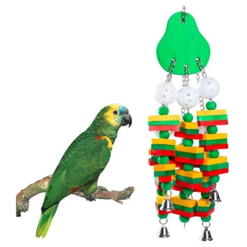 Kauspielzeug-Set für Vogelpapageien, Aas, Kakadus, Papageien, mehrfarbige Holzblöcke, natürlicher Maiskolben, Kauspielzeug für große und mittelgroße Papageien (Peal) von GUAKK
