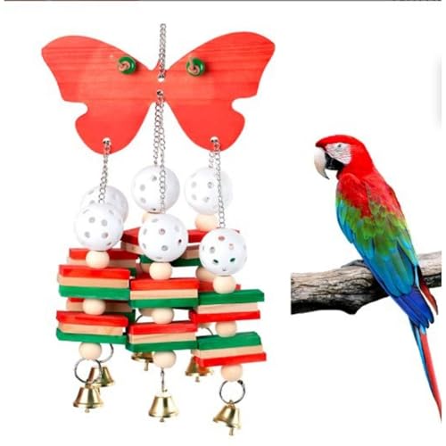 Kauspielzeug-Set für Vogelpapageien, Aas, Kakadus, Papageien, mehrfarbige Holzblöcke, natürlicher Maiskolben, Kauspielzeug für große und mittelgroße Papageien (Schmetterlinge) von GUAKK