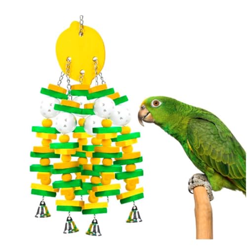 Kauspielzeug-Set für Vogelpapageien, Aas, Kakadus, Papageien, mehrfarbige Holzblöcke, natürlicher Maiskolben, Kauspielzeug für große und mittelgroße Papageien (Zitrone) von GUAKK