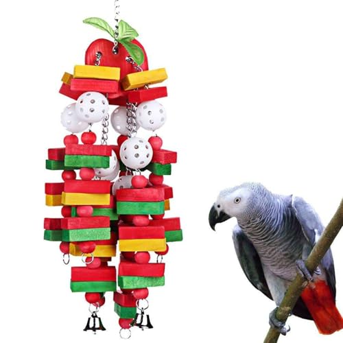 Kauspielzeug-Set für Vogelpapageien, Ara, Kakadus, Papageien, mehrfarbige Holzblöcke, natürlicher Maiskolben, Kauspielzeug für große und mittelgroße Papageien (apapple) von GUAKK