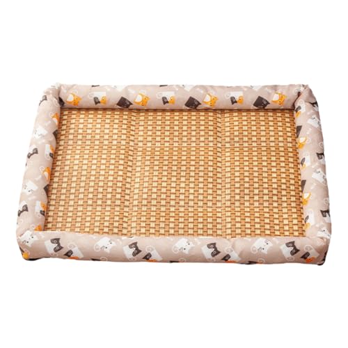 Kühlende Sommermatte für Haustiere, maschinenwaschbar, Rattanunterlage für Hunde und Katzen, atmungsaktive Hundehüttenmatte mit rutschfester Unterseite, 5 Größen (S-XXL) für kleine bis große Haustiere von GUAKK