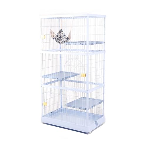 GUAWJRZDP 2/3-stöckiger Katzenkäfig, Katzengehege, Großer Katzenkäfig, Harz, Abnehmbar, Haustierlaufstall, Abschließbare Tür, Kleintierkäfig, Einfach Zu Bedienen(Blauw,3tier) von GUAWJRZDP