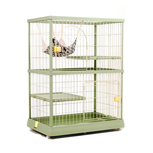 GUAWJRZDP 2/3-stöckiger Katzenkäfig, Katzengehege, Großer Katzenkäfig, Harz, Abnehmbar, Haustierlaufstall, Abschließbare Tür, Kleintierkäfig, Einfach Zu Bedienen(Green,2tier) von GUAWJRZDP