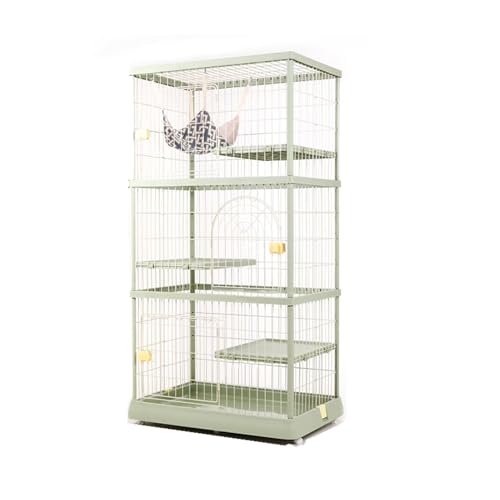 GUAWJRZDP 2/3-stöckiger Katzenkäfig, Katzengehege, Großer Katzenkäfig, Harz, Abnehmbar, Haustierlaufstall, Abschließbare Tür, Kleintierkäfig, Einfach Zu Bedienen(Green,3tier) von GUAWJRZDP