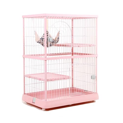 GUAWJRZDP 2/3-stöckiger Katzenkäfig, Katzengehege, Großer Katzenkäfig, Harz, Abnehmbar, Haustierlaufstall, Abschließbare Tür, Kleintierkäfig, Einfach Zu Bedienen(Pink,2tier) von GUAWJRZDP