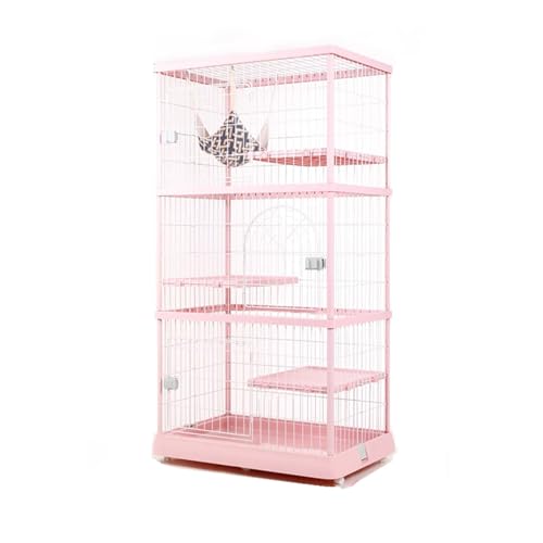 GUAWJRZDP 2/3-stöckiger Katzenkäfig, Katzengehege, Großer Katzenkäfig, Harz, Abnehmbar, Haustierlaufstall, Abschließbare Tür, Kleintierkäfig, Einfach Zu Bedienen(Pink,3tier) von GUAWJRZDP