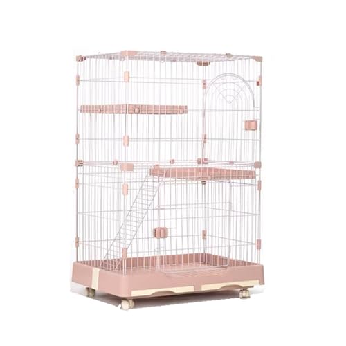 GUAWJRZDP 2/3-stöckiger Katzenkäfig, Katzengehege for Den Innenbereich, DIY-Katzenlaufstall, Harz, Doppelschubladenfach, Abnehmbar, Mit Rädern, Katzenhaus(Pink,2-Tier) von GUAWJRZDP