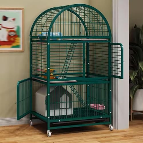 GUAWJRZDP 3-stöckiger Katzenkäfig, Katzengehege, Katzenhaus, Aus Metalldr, Kuppeldesign, Kräftiger Rahmen, Schiebetür Oben, Abschließbare Tür, for Kleine Haustiere(Green,High57.1in) von GUAWJRZDP